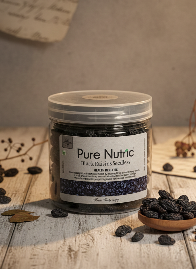 Black Raisins Seedless – Premium Quality, Energy Boosting & Nutrient-Rich Dried Fruit (260g)